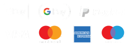 Accepted payment methods are VISA, Mastercard, American Express, and Maestro cards, Google Pay, Apple Pay and PayPal.